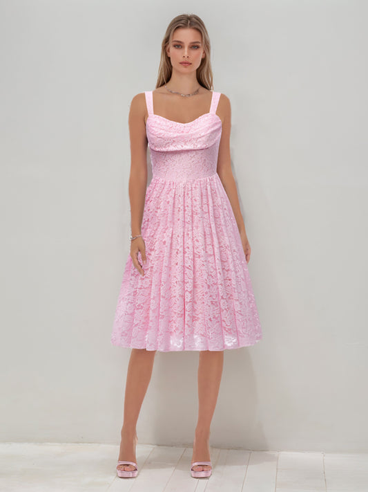 A-Line/Princess Square Neck Sleeveless Knee-Length Prom Party Dresses with Appliques