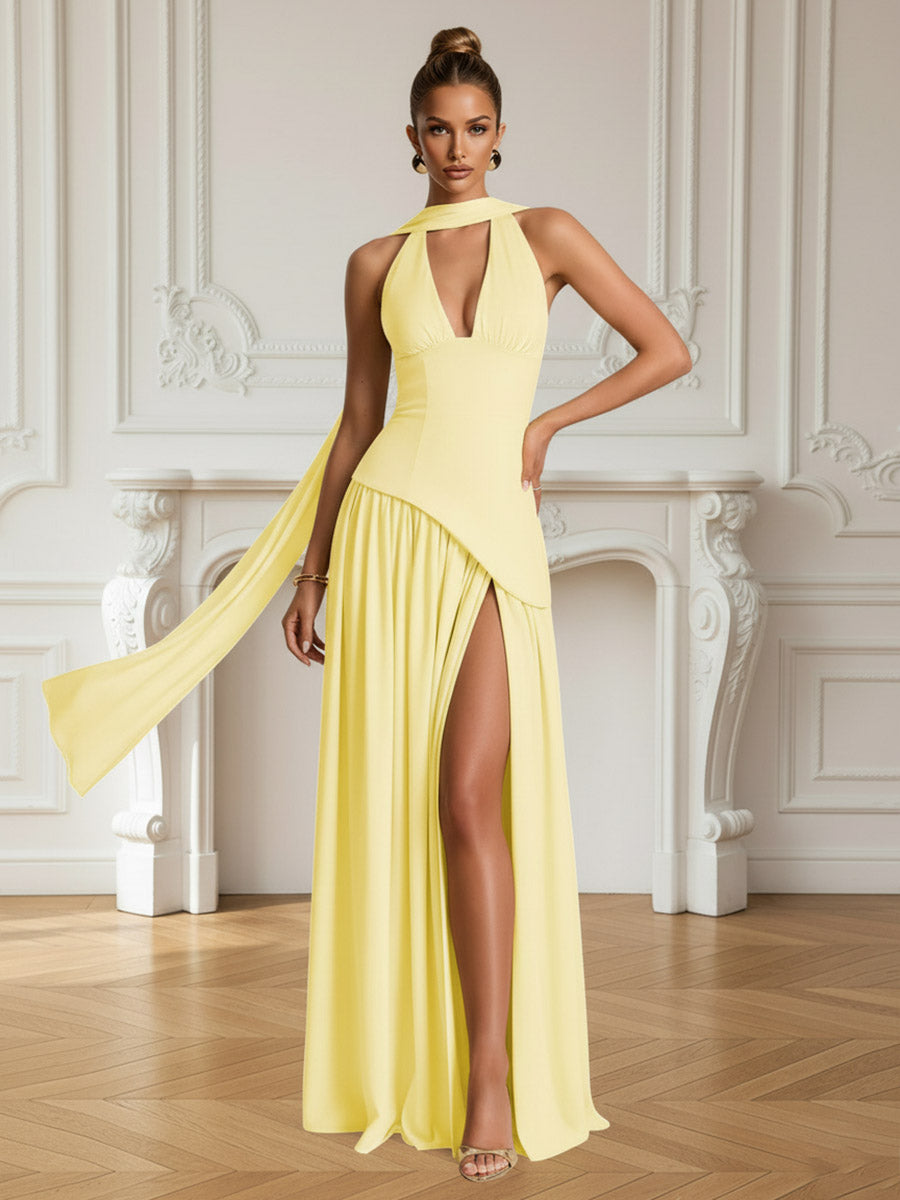 A-Line/Princess Drop Waist Prom Dresses with Scarf