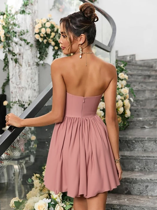 A-Line Sweetheart Sleeveless Ruched Short/Mini Cocktail Dresses with Pleats