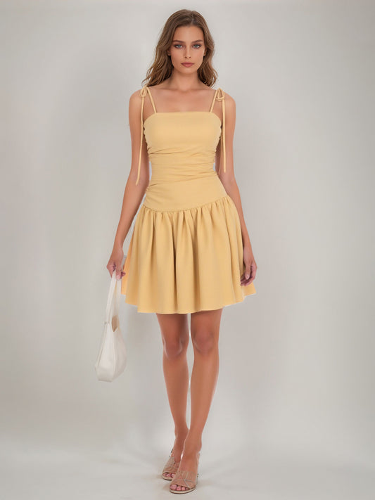A-Line/Princess Spaghetti Straps Ruched Short Elegant Cocktail Dresses with Ruffles
