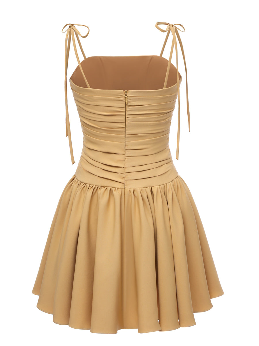 A-Line/Princess Spaghetti Straps Ruched Short Elegant Cocktail Dresses with Ruffles