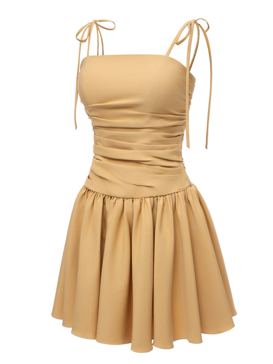 A-Line/Princess Spaghetti Straps Ruched Short Elegant Cocktail Dresses with Ruffles