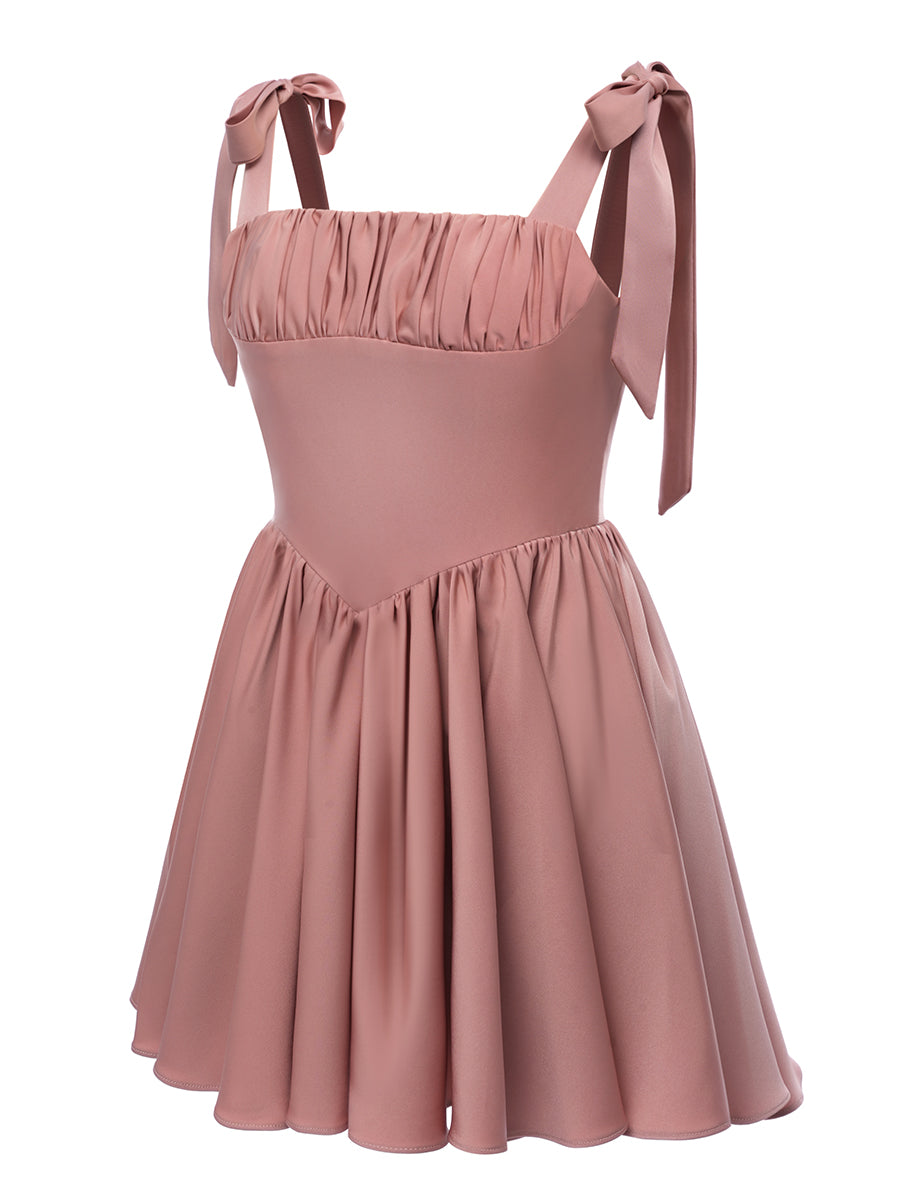 A-Line/Princess Square Sleeveless Ruched Short Elegant Cocktail Dresses with Bows