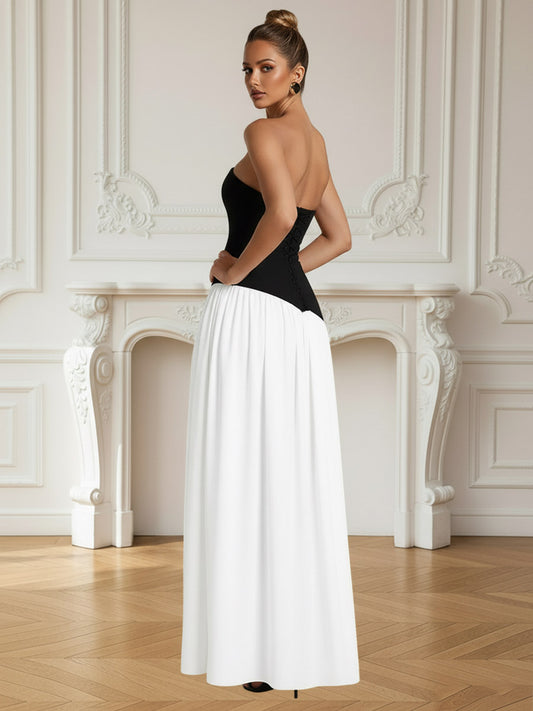 A-Line/Princess Sleeveless Floor-Length Prom Dresses with Scarf