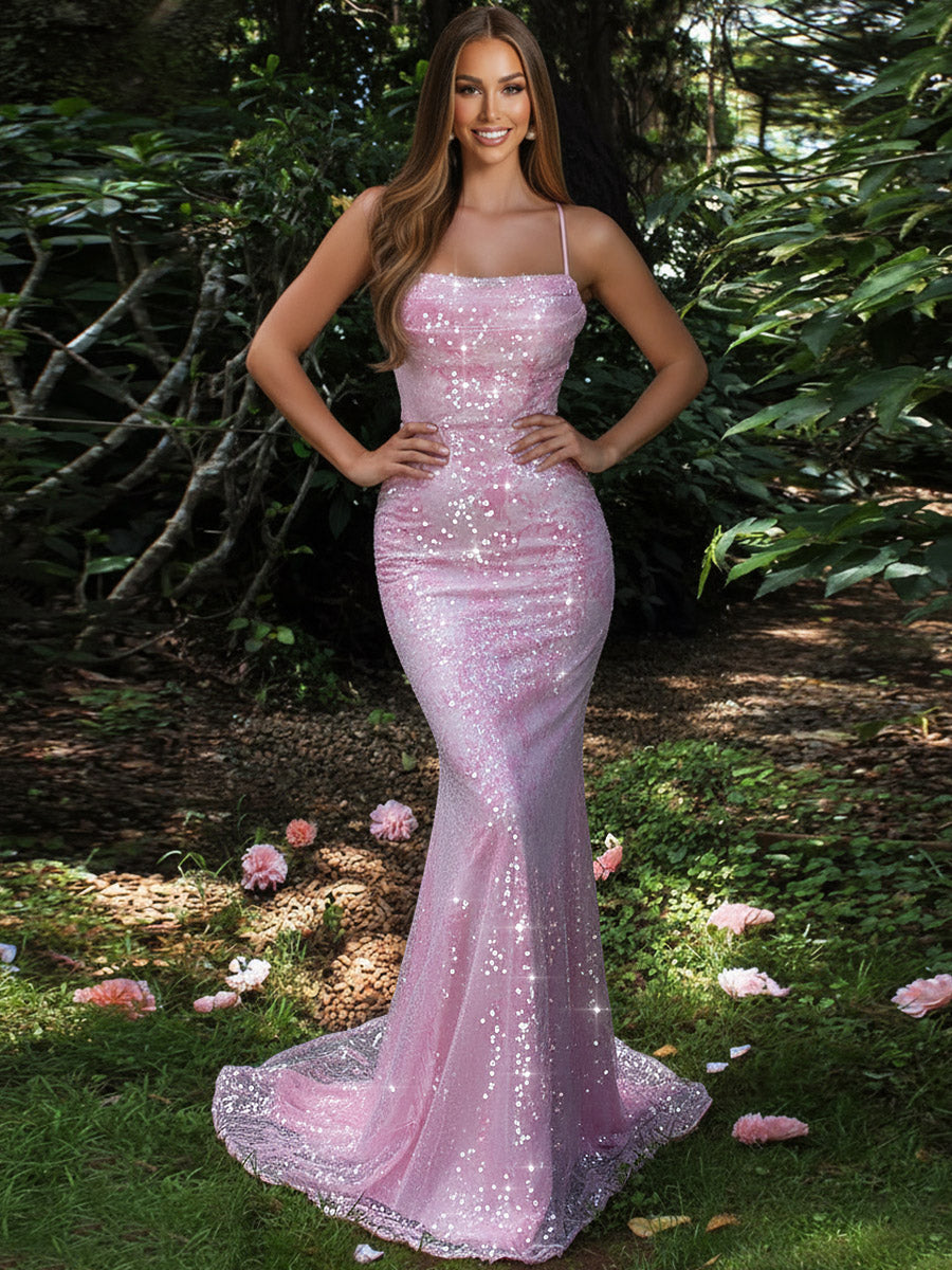 open lace back dress Cowl-Neck Long A-Line Prom Dress with Ties