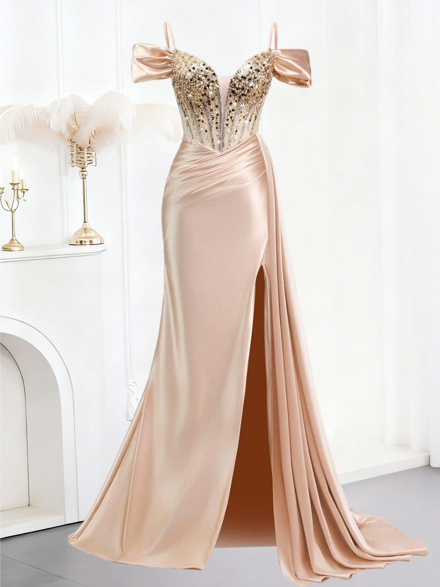 open lace back dress Terani Couture 242M3363 - Long Jacquard Trumpet Dress