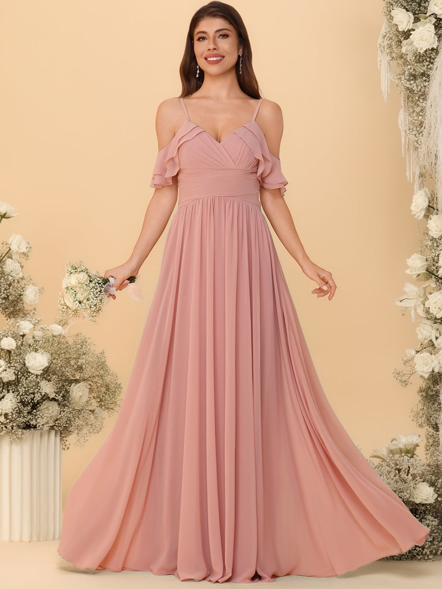 bridesmaid cold shoulder dress Shirees A-Line/Princess Tiered Sleeve Floor-Length Dresses 2026 this sophisticated long maxi Navy Blue Off-the-Shoulder Maxi java Select Suit Size:EU52/US42