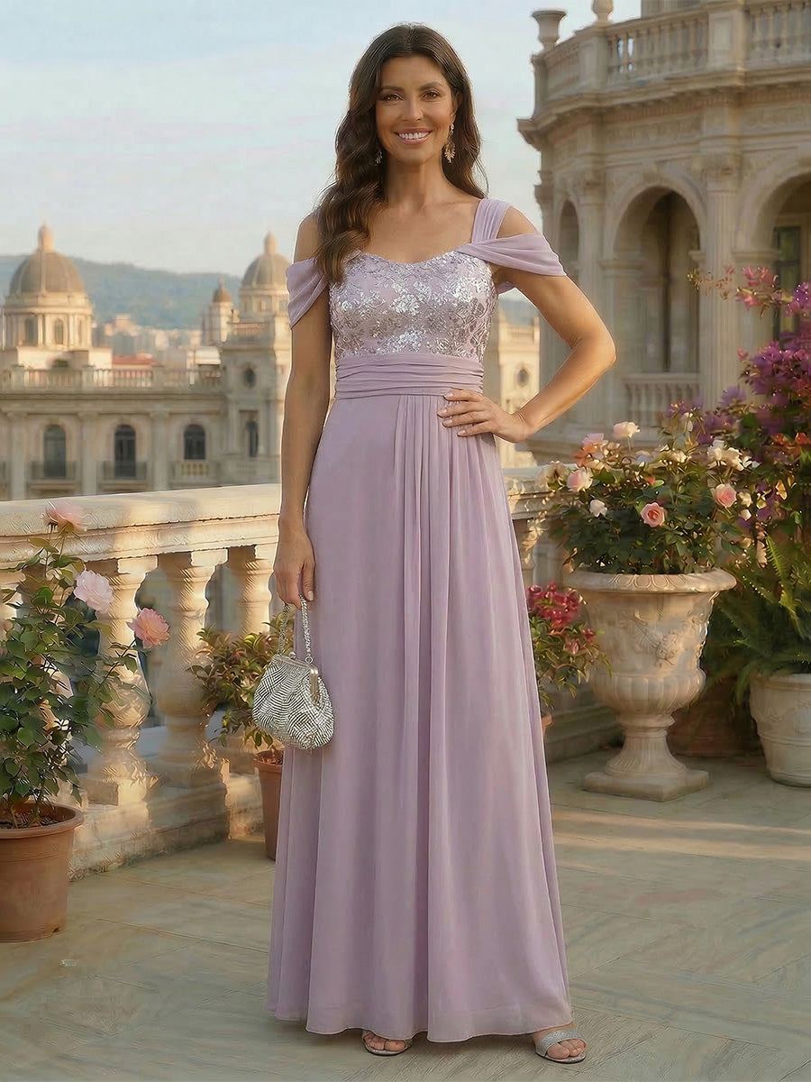 Lavender Mother of the Bride Dresses 2026 for Women A-Line Off-the-Shoulder Sleeveless Floor-Length Formal Evening Wedding Guest Dress