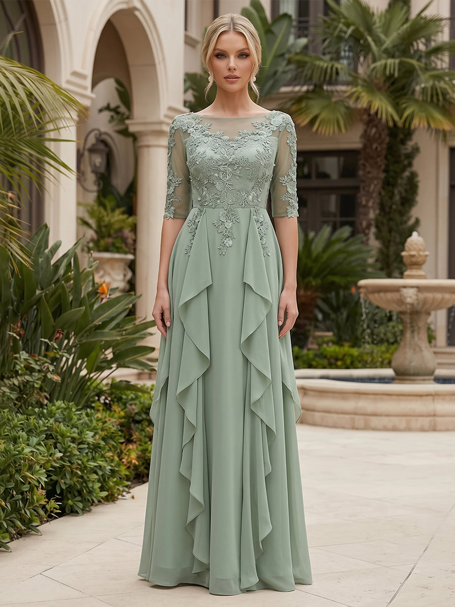 Chiffon A-Line/Princess Scoop Neck Floor-Length Mother of the Bride & – Shirees