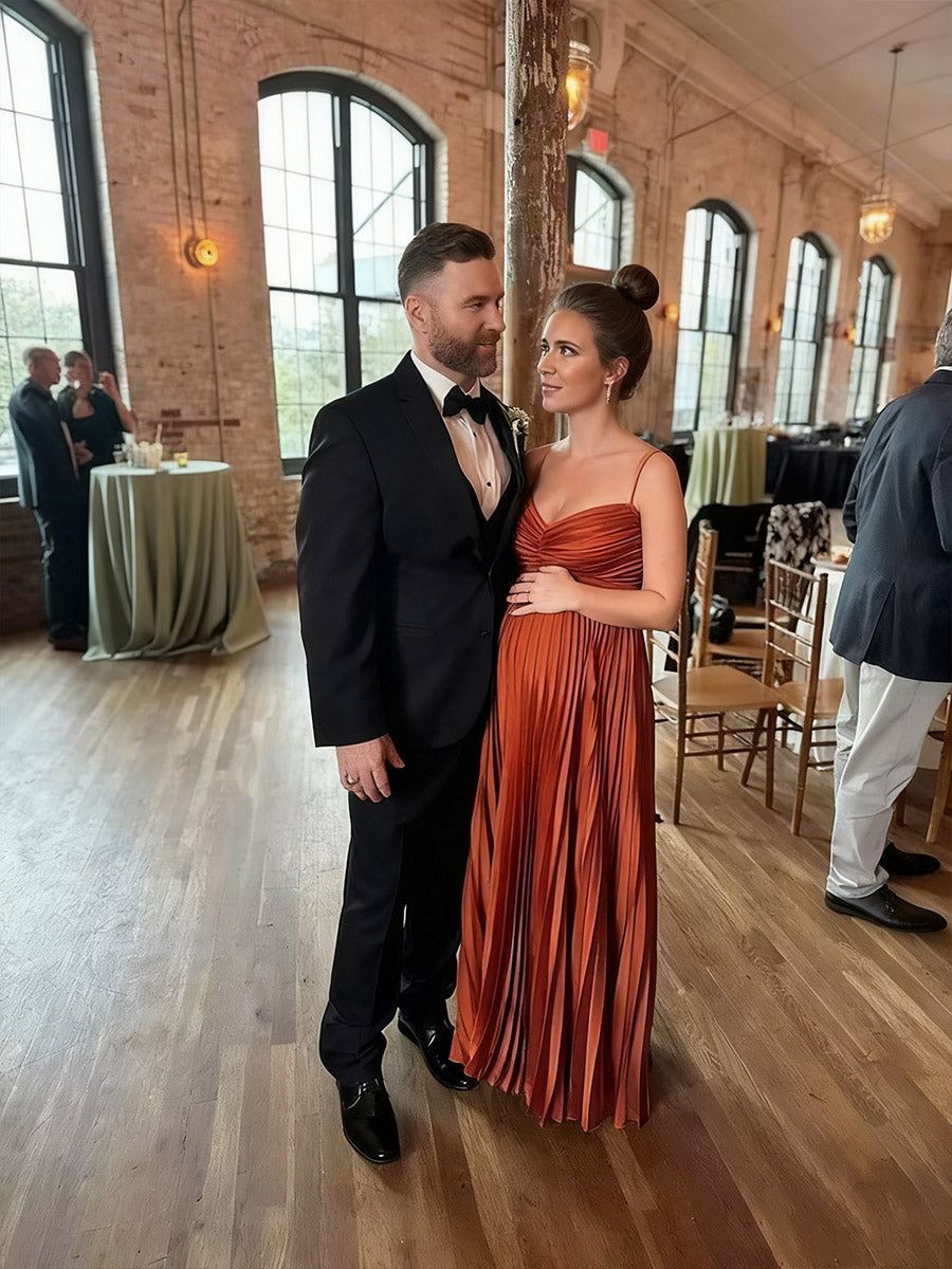 A-Line/Princess Spaghetti Strap Satin Floor-Length Prom Dresses