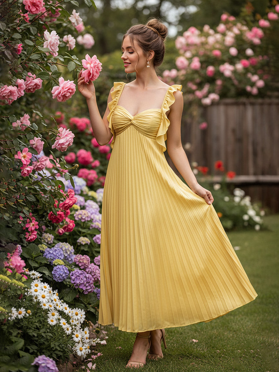 A-Line/Princess Short Sleeves Ruched Floor-Length Prom Dresses