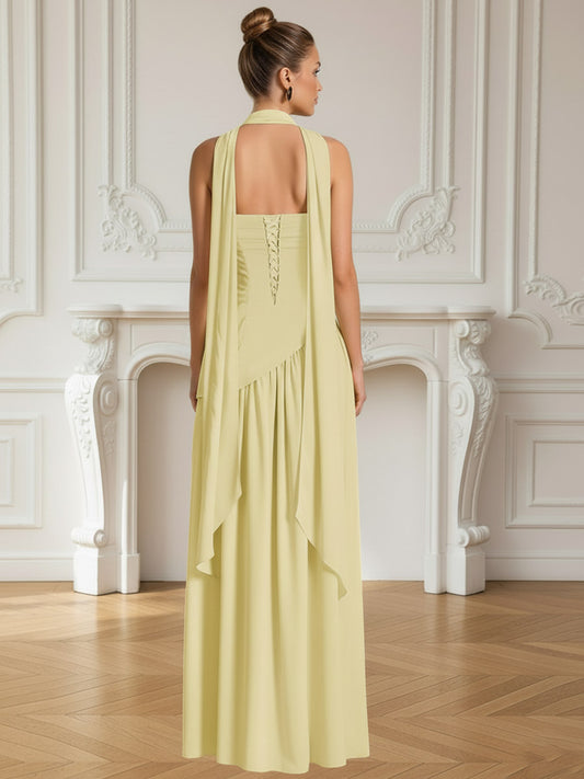 A-Line/Princess Drop Waist Prom Dresses with Scarf