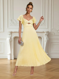 A-Line/Princess Short Sleeves Cutout Floor-Length Formal Dresses
