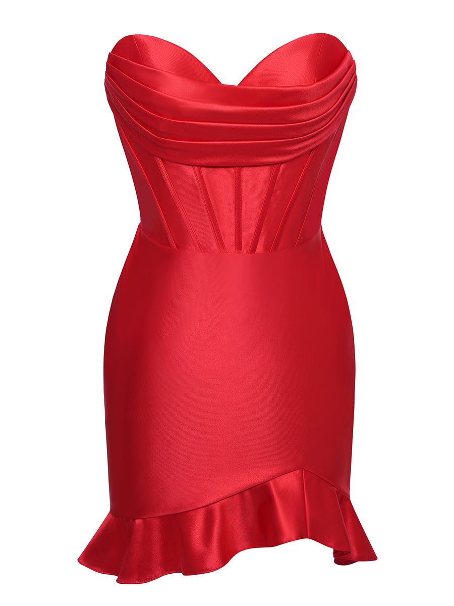 Trumpet/Mermaid Strapless Ruched Asymmetrical Cocktail Dresses with Ruffles