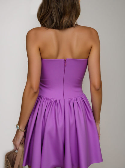 A-Line Strapless Ruched Short/Mini Simple Cocktail Dresses with Pleats