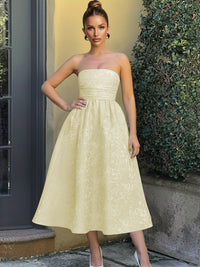 Jacquard Sleeveless Midi Prom Dresses Ball Gown
