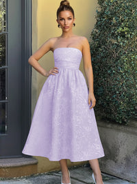 Jacquard Sleeveless Midi Prom Dresses Ball Gown