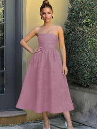 Jacquard Sleeveless Midi Prom Dresses Ball Gown