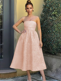 Jacquard Sleeveless Midi Prom Dresses Ball Gown
