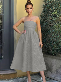 Jacquard Sleeveless Midi Prom Dresses Ball Gown