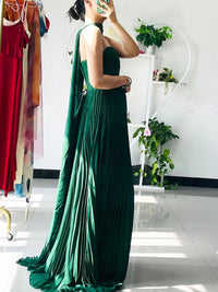A-Line/Princess Strapless Floor-Length Prom Dresses with Scarf Women Formal Gowns