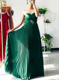A-Line/Princess Strapless Floor-Length Prom Dresses with Scarf Women Formal Gowns