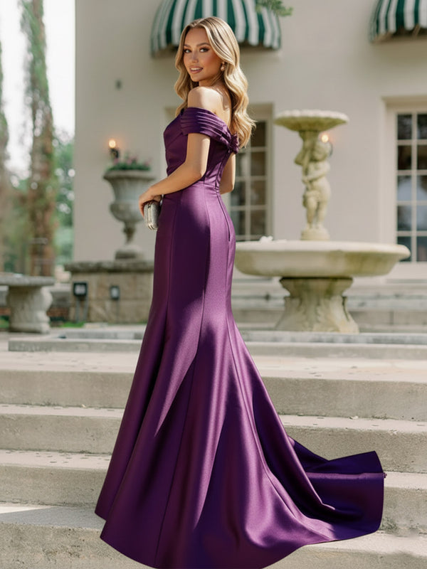 Mermaid Off Shoulder Floor-Length Evening Dresses with Appliques