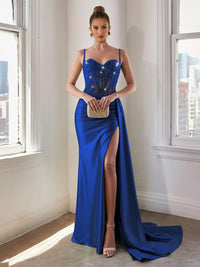 Glitter Spaghetti Strap Floor-Length Prom Dresses with Lace Appliques