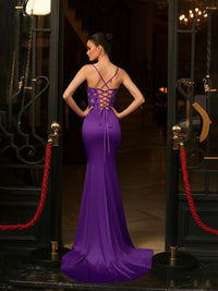 Elegant Spaghetti Strap Floor-Length Prom Dresses with Sparkly Mirror
