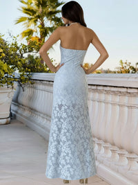 Sheath/Column Sleeveless Ruched Floor-Length Cocktail Dresses with Flower Women Formal Gowns