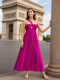 A Line/Princess Sweetheart One Shoulder Floor-Length Evening Dresses with Pleated Chiffon