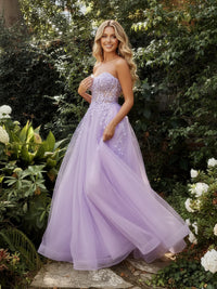 Fairy A-Line/Princess Cold Shoulder Floor-Length Prom Dresses with Flower