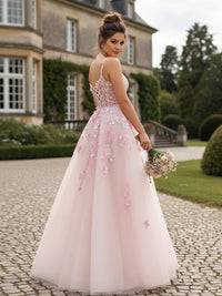 Fairy A-Line/Princess Floral Appliques Floor-Length Prom Dresses