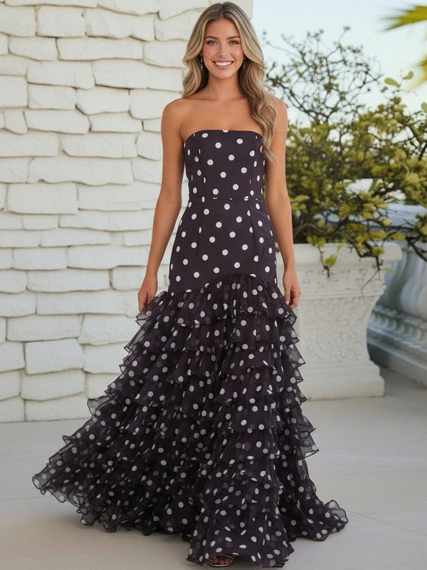 2026 Prom Dresses Polka Dot Dress Mermaid Trumpet Strapless Tiered Ruffles Floor Length Cocktail Graduation Evening Dresses 2026 Prom Dresses Polka Dot Dress Mermaid Trumpet Strapless Tiered Ruffles Floor Length Cocktail Graduation Evening Dresses