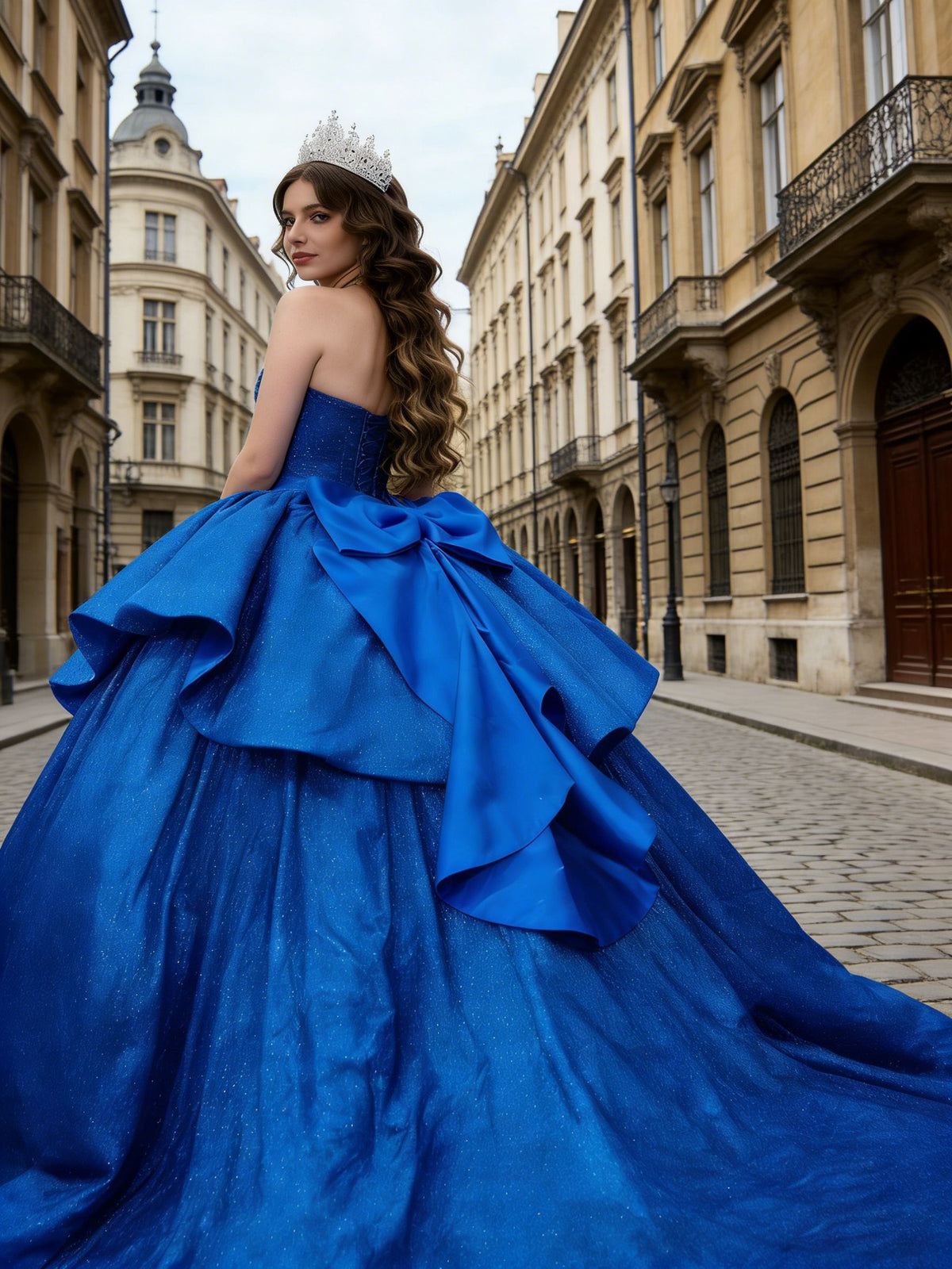 formal dresses for quinceanera Royal Queen Rq8037 Juniors Womens Puff Sleeve Glitter Floral Mesh Pageant Dress main image 0
