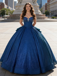 A-Line/Princess Glitter Floor Length Ball Gowns Quinceanera Dress for 15th Birthday