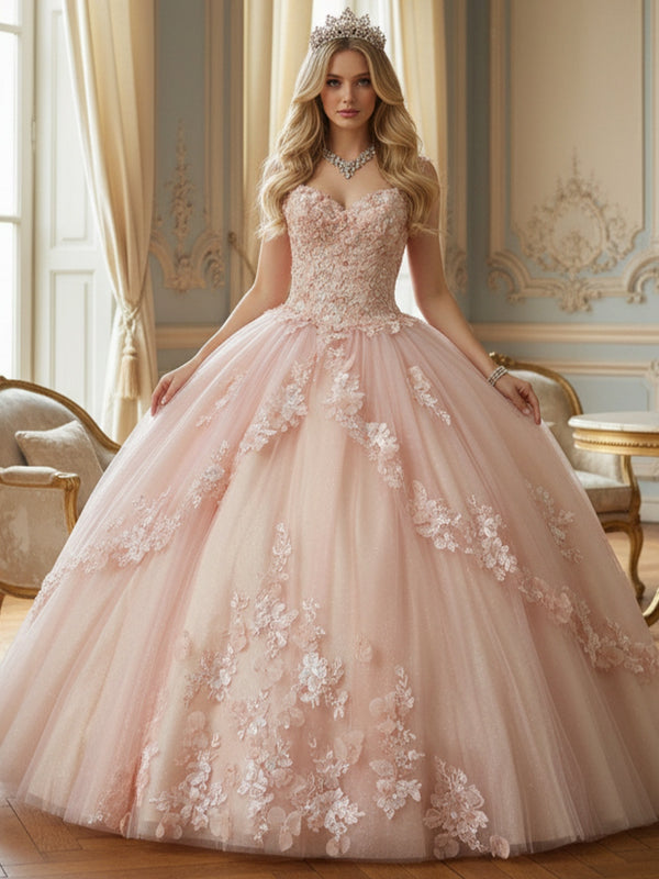 Ball Gown Off Shoulder Floor Length Quinceanera Dress for 15th Birthday