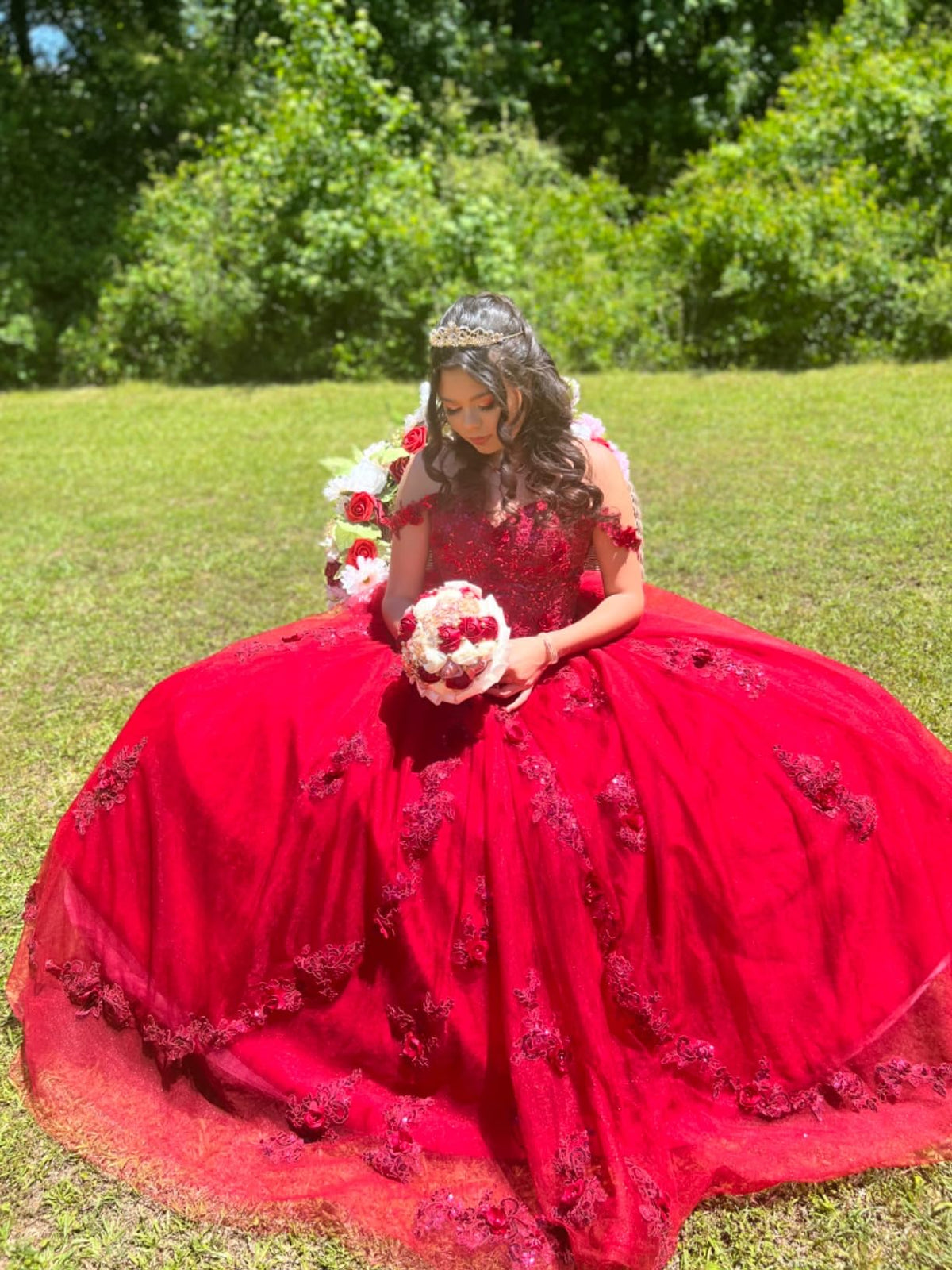 Ball Gown Off Shoulder Floor Length Quinceanera Dress for 15th Birthday
