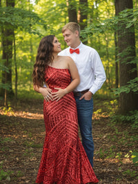 Mermaid/Trumpet Bodycon One Shoulder Floor-Length Formal Prom Dresses with Sequin