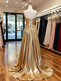 A-Line/Princess Strapless Ruched Taffeta Floor-Length Prom Dresses for Teens