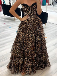 A-Line/Princess Strapless Sweetheart Prom Dresses with Tiered Ruffles