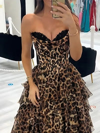 A-Line/Princess Strapless Sweetheart Prom Dresses with Tiered Ruffles