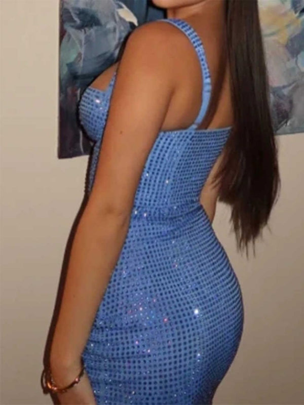 Mermaid/Trumpet Sweetheart Neck Spaghetti Strap Floor-Length Prom Dresses with Beadings