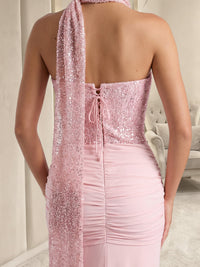 Sheath/Column Evening Gown Sweetheart Floor-Length Party Dresses with Scarf