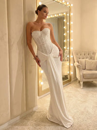 Sheath/Column Evening Gown Sweetheart Floor-Length Party Dresses with Scarf