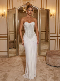 Sheath/Column Evening Gown Sweetheart Floor-Length Party Dresses with Scarf