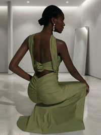 Mermaid/Trumpet Strapless Satin Ruched Floor-Length Evening Dresses with Scarf