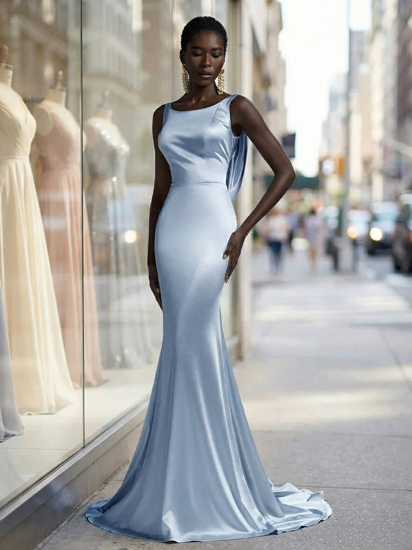 Classic Mermaid/Trumpet Scoop Neck Floor-Length Evening Dresses with Appliques