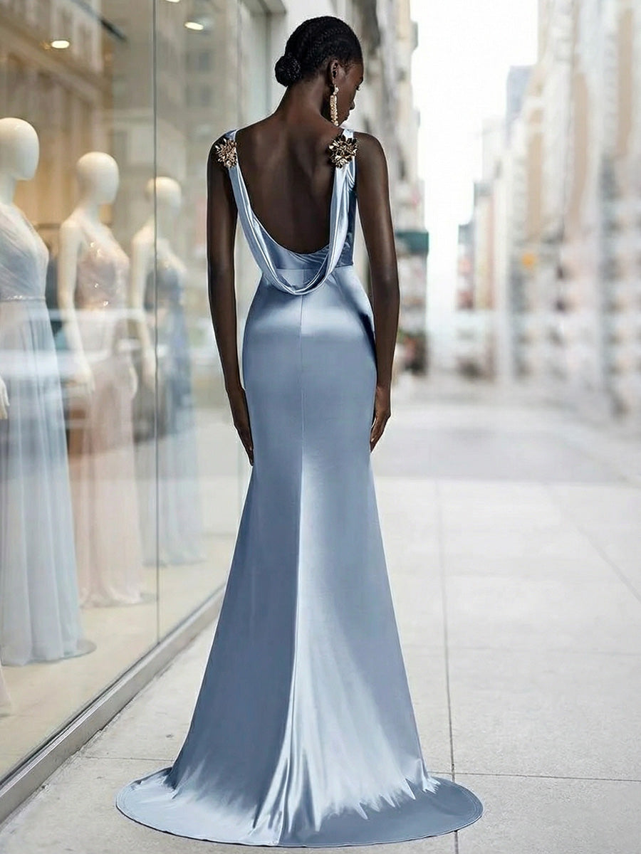 Classic Mermaid/Trumpet Scoop Neck Floor-Length Evening Dresses with Appliques