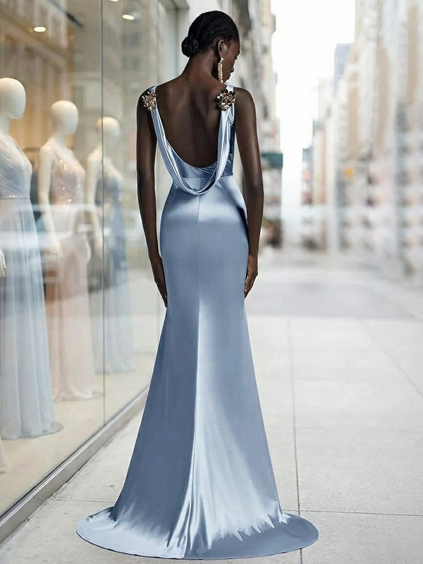Classic Mermaid/Trumpet Scoop Neck Floor-Length Evening Dresses with Appliques